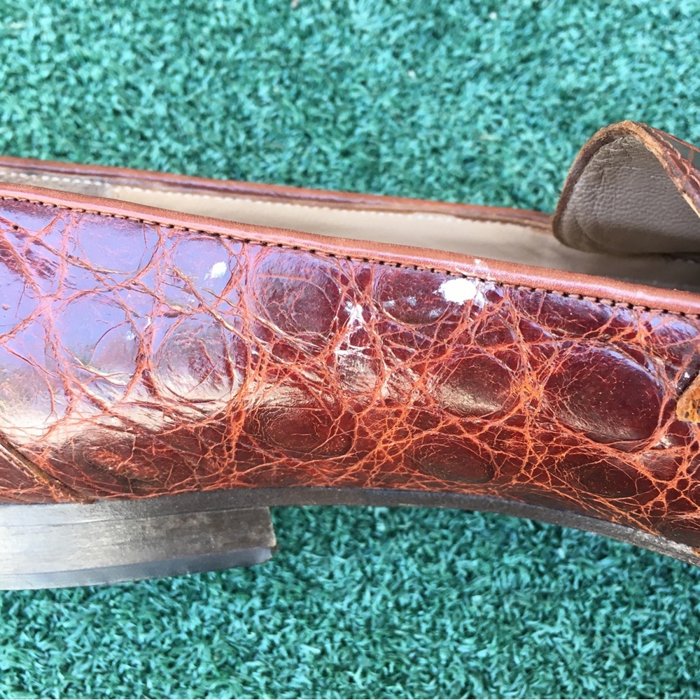 Sesto Meucci Vintage Crocodile Leather Loafer Luggage 9.5 - Picture 15 of 16